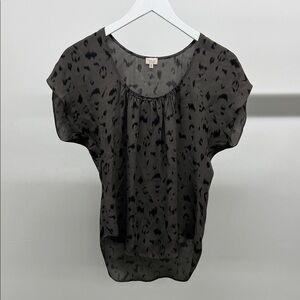 100% Silk Grey Leopard Blouse